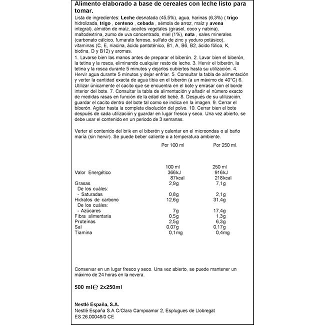 Nestlé papilla 8 cereales con miel 6m