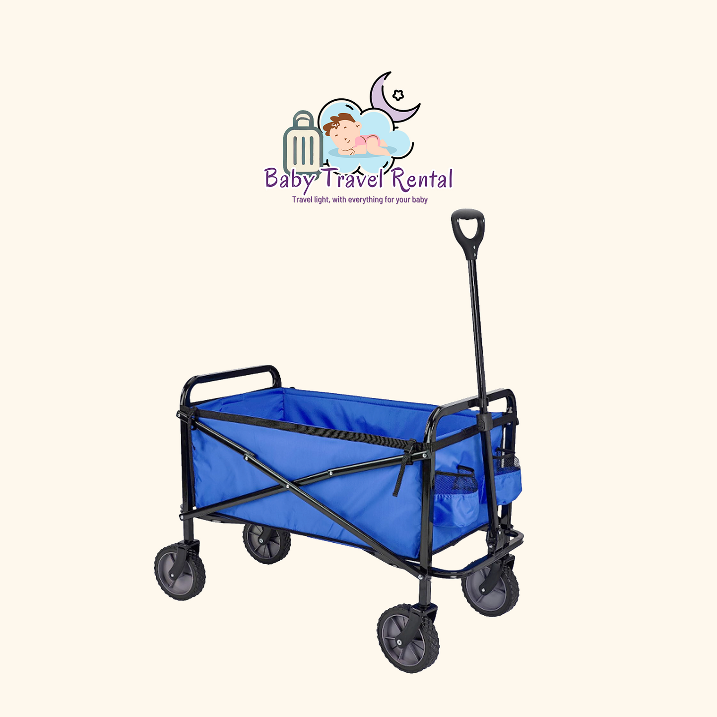 Rental folding transport cart for children and equipment