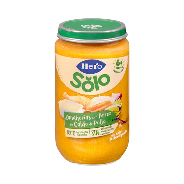 Papilla Zanahorias con Arroz en caldito de Pollo Hero Solo +6m